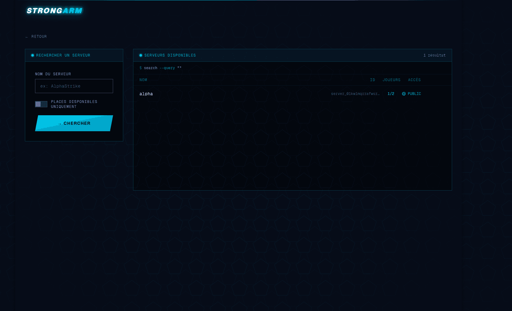 Server search and list